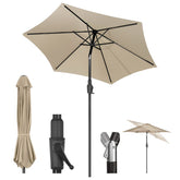 Sekey 220 cm parasol with crank and auto tilt, sun protection UV50+